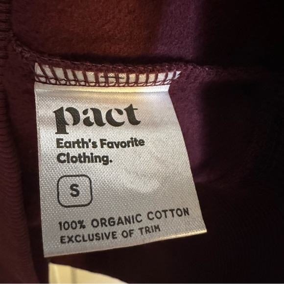 Pact Unisex Raisin Burgundy One For All Unisex Hoodie Size Small - Picture 6 of 6